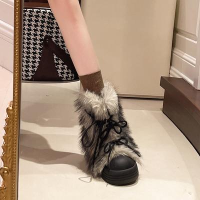 Исландские ботинки в стиле Миллениум, плюшевые и утепленные зимние ботинки, теплые хлопковые ботинки для улицы, модные ботинки из короткого плюша