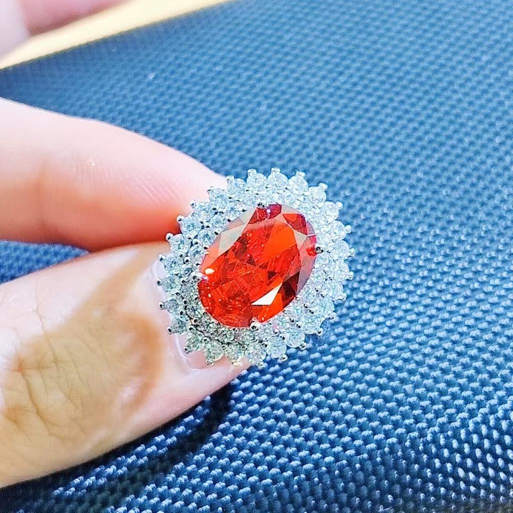 Luxury Coconut Egg Zircon Ring Female Simulation Amethyst Citrine Pink Diamond Adjustable Ring