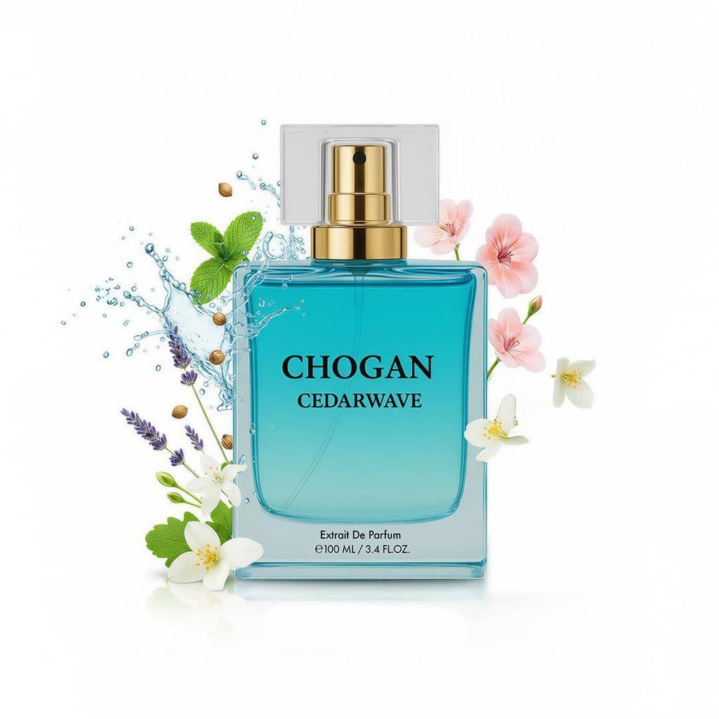 CHOGAN CEDARWAVE Extrait de Parfum – Crisp Sea Water, Mint & Lavender Opening with Neroli, Jasmine Heart & Deep Oakmoss-Cedarwood Base |