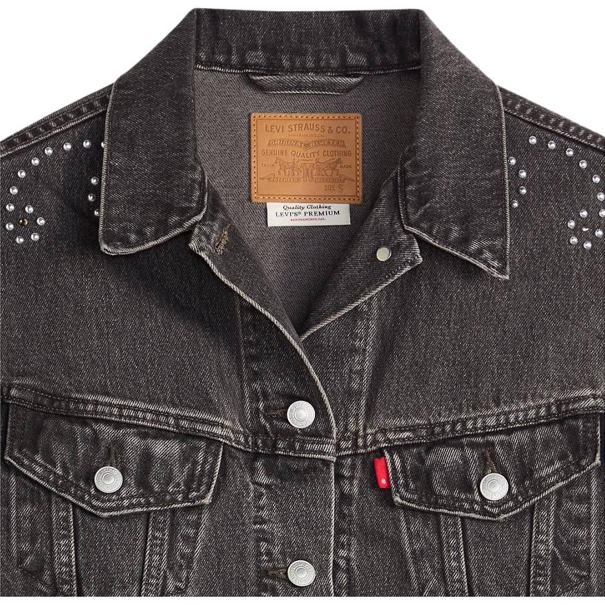 Levis Джинсовая куртка с шипами, на одной пуговице, с длинным рукавом, свободного кроя, короткая, женская A9456-0003