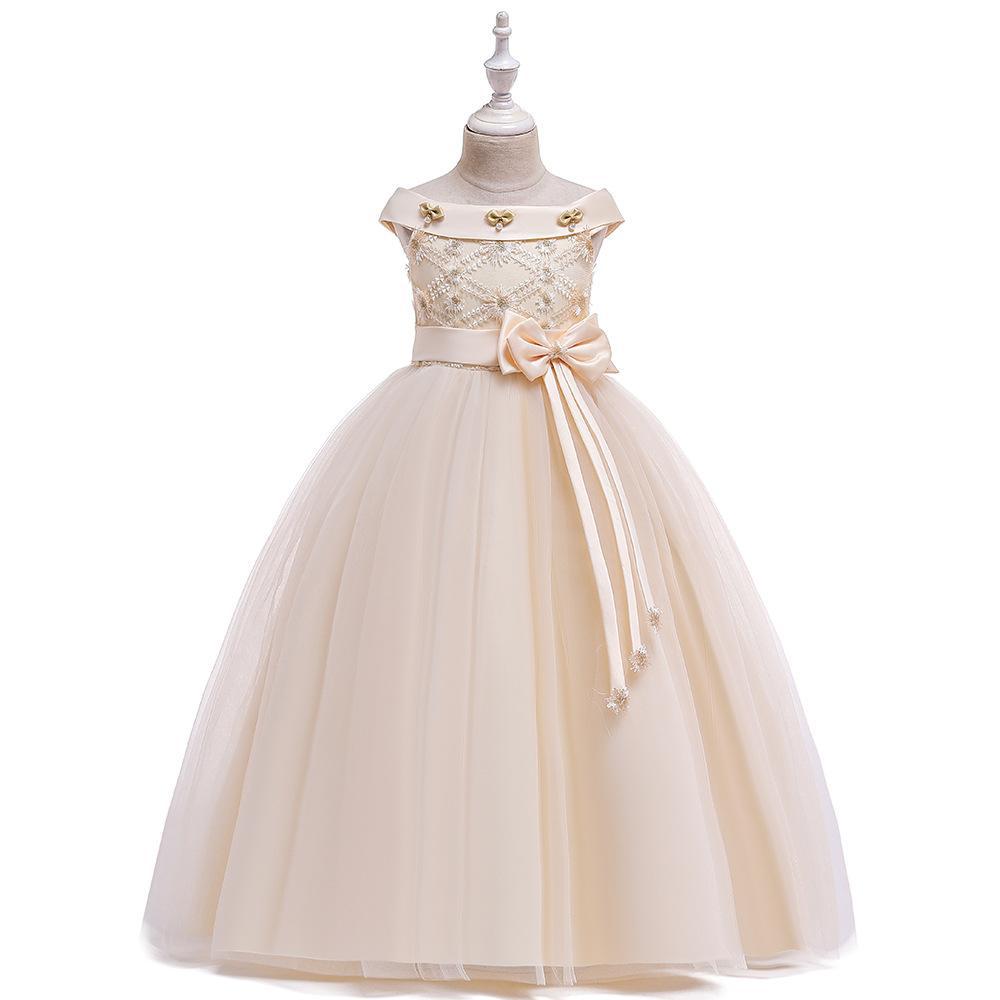 Торжественное кружевное платье на день рождения для детей 4–14 лет, праздничное платье для маленьких девочек, платье принцессы с бантом для крещения, вечерние и свадебные платья с цветочным рисунком