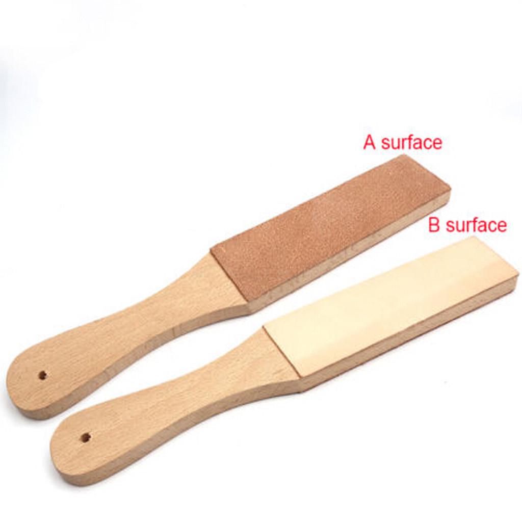  Sided Leather  Strop Cutter  Sharpener Polishing Wooden Handle