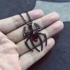 Black and Red Crystal Spider Pendant Necklace