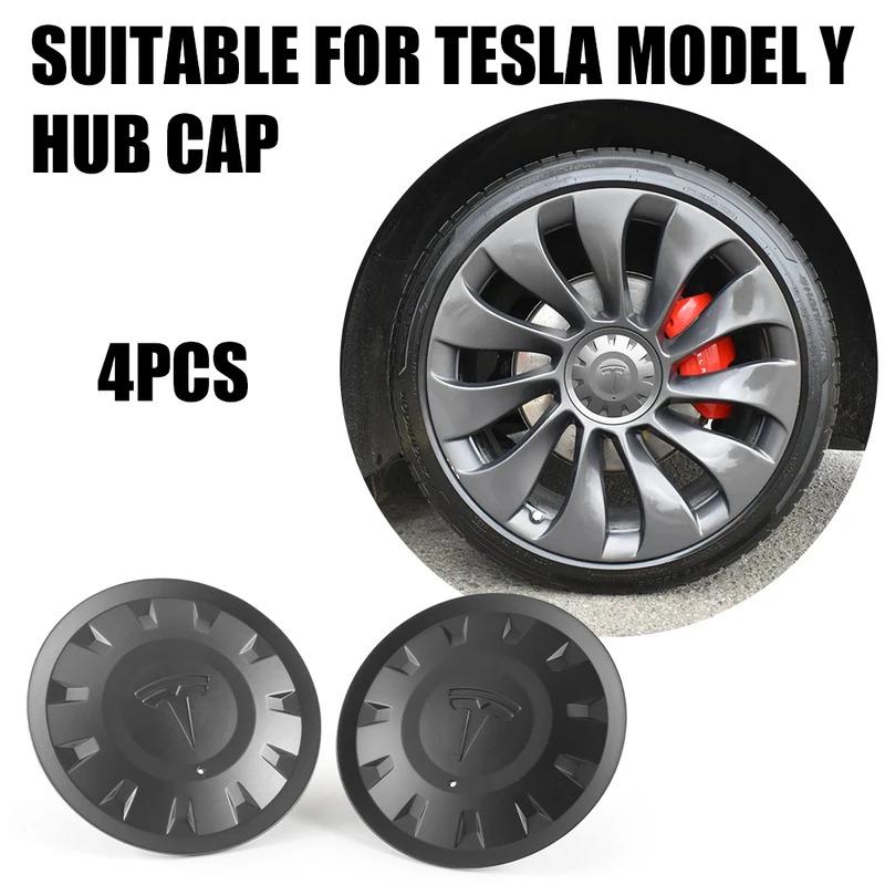 4pcs 21 Inch Original Car Wheel Center Hub Caps Badge Rim Hub Dustproof Cover Emblem For Tesla Model Y OEM 1188236-00-A