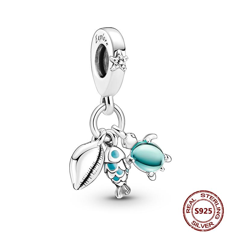 Подвески-хамелеоны, подходят модные оригинальные браслеты, серебро 925 пробы, циркон, осьминог, черепаха, бусина, бабочка, светлячок, подвеска, DIY изготовление ювелирных изделий