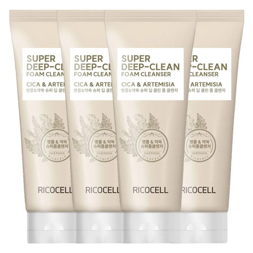 Ricocell Super Deep Clean Foam Cleanser 220ml (4 pcs) Centella Asiatica + Artemisia annua + Houttuynia Cordata