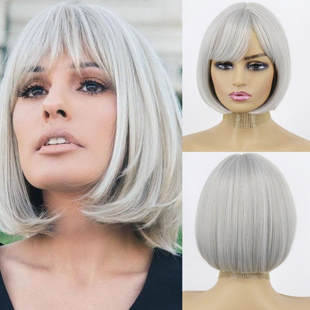 MISSQUEEN Женский модный зеленый прямой короткий парик Боб с челкой из синтетического волокна, зеленый парик для косплея на Хэллоуин