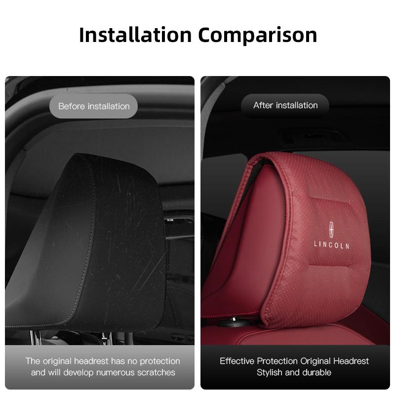 1Pcs Car Seat Headrest Protector Auto Pillow Cover For Lincoln Continental MKZ Electric MKC MKS Corsair MKT MKX-Aviator Diecast UU111