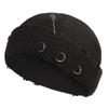 Casual Distressed Hole Female O-Ring Winter With Pins Knitted Hat Beanie Hat Warm Cap Solid Color