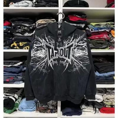 Y2K Cyber Grunge Emo Zip Up Толстовки Винтажная графика Принт Kpop Эстетика Готическая Одежда Одежда