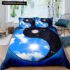 Пододеяльник Yin Yang King Queen Vintage Tai Chi Quilt Cover Комплект постельного белья с гаданиями Oriental Culture Polyester Sheer