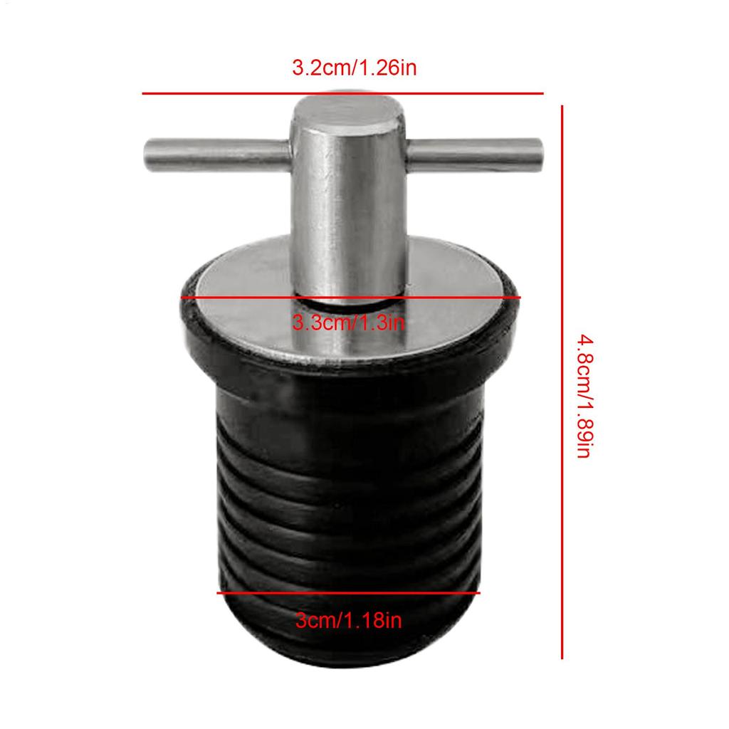 Marine Drain Plug Stainless Steel Kayak Drain Twist Plug Rubber Sinking Prevention Tool Marine Accessories For Sea Reservoir