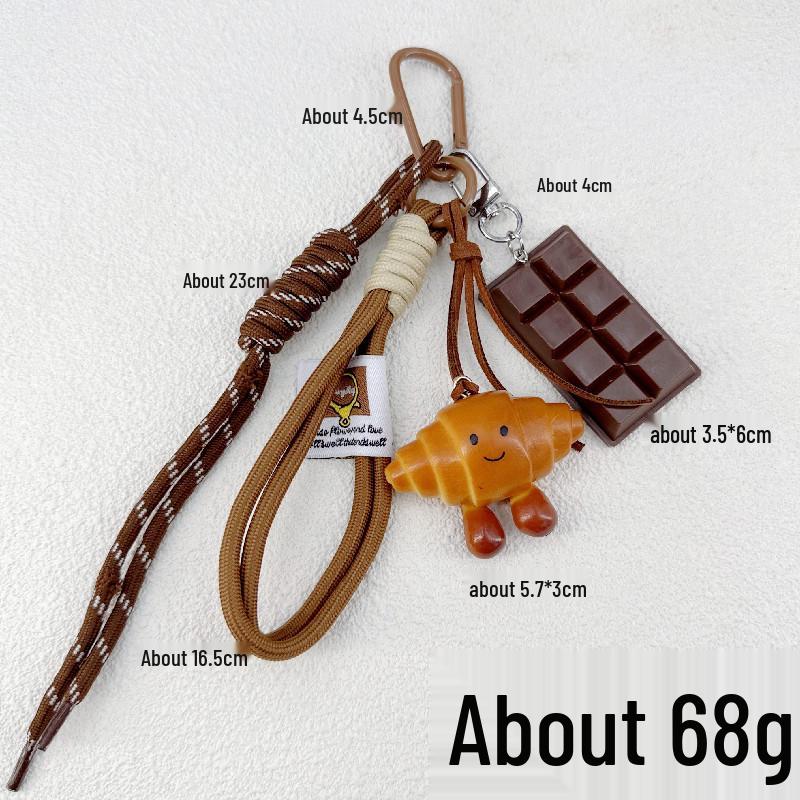 INS-Style Miu Series Alkaline Water Bread Bag - Cute Chocolate Pendant Jewelry Keychain