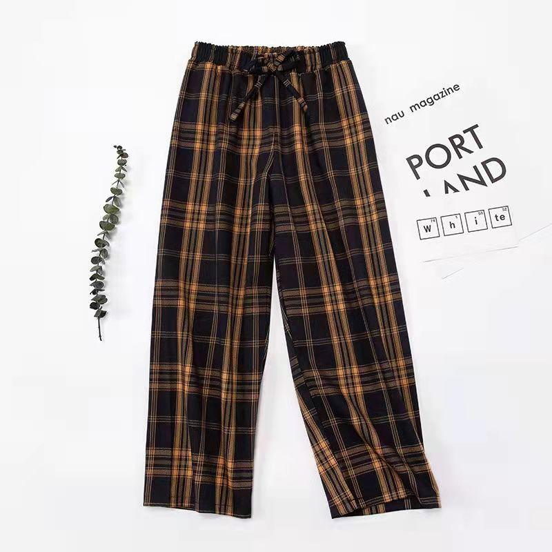 Клетчатые брюки для девочек, широкие брюки, детские повседневные прямые брюки, спортивные брюки для подростков