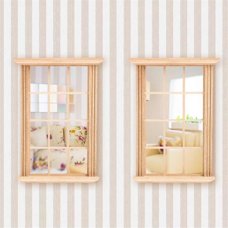 Multipurpose 4 Pieces Dollhouses Miniature Window 1 12 Scale Sturdy Wood Child Models for Home Display Solution