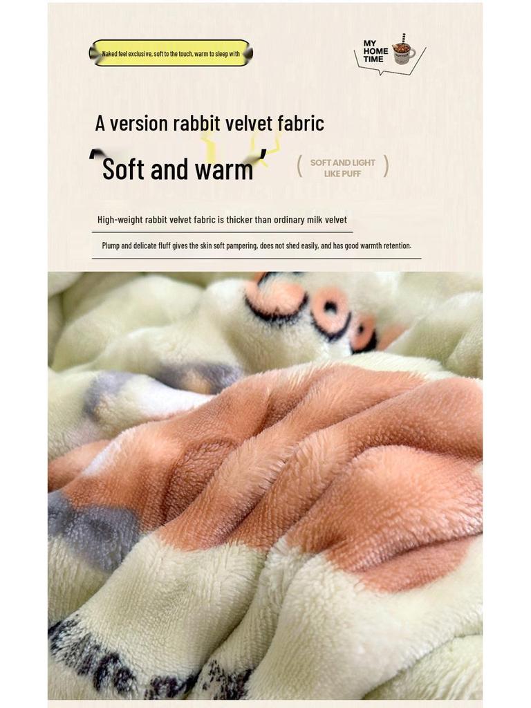 2025 Winter Imitation Rabbit Fur High-Weight Three-Layer Quilted Blanket