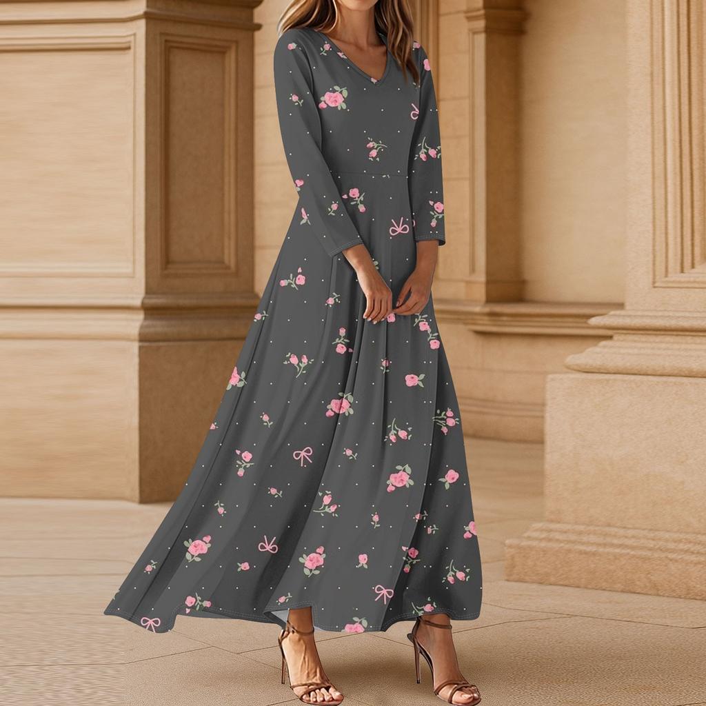Платья для женщин Винтажное цветочное туниковое платье миди с завышенной талией Летнее повседневное платье с рукавом 3/4