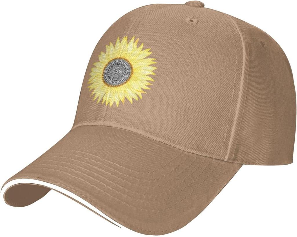 Sunflower Print Polyester Baseball Cap Casual Sun Protection Unisex Adult Trucker Hat