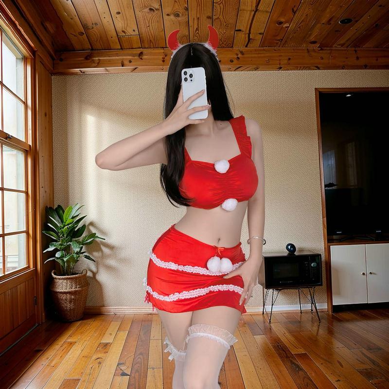 Сексуальное нижнее белье Сексуальный топ-труба Плюшевое рождественское платье Флирт Косплей Чистое желание Ягодицы Короткая юбка Сексуальное платье
