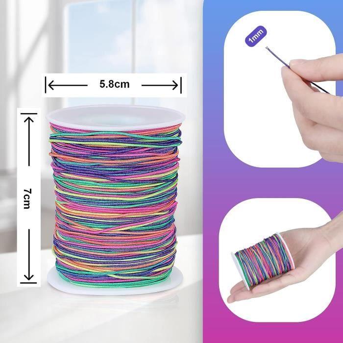 Giloty 100M Fil Elastique pour Bracelet, 1MM Cordon Couleur pour Bracelets Arc-en-Ciel, Fil Tressé pour Bricolage Artisanat [8]