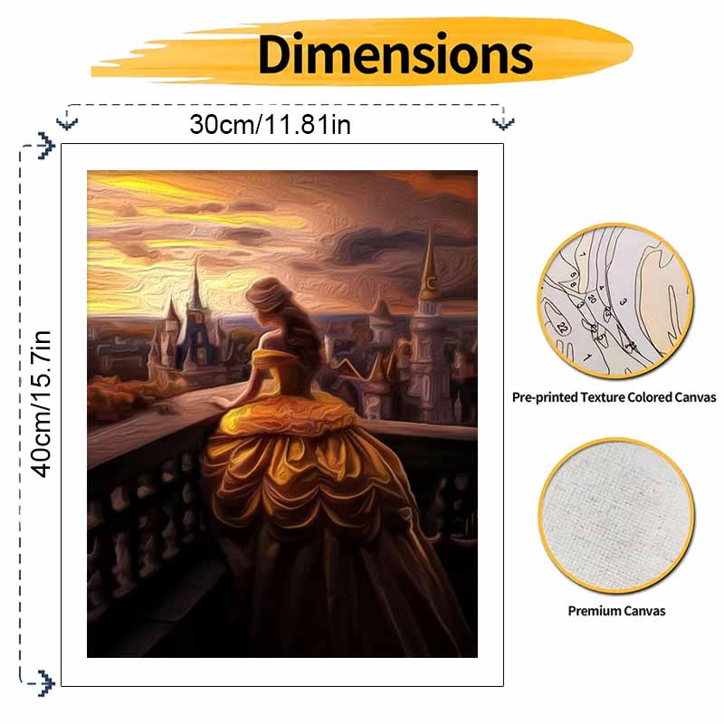 Disney animation digital oil painting Beauty and the Beast Belle DIY handpainted coloring painting wall art home decoration kit 130