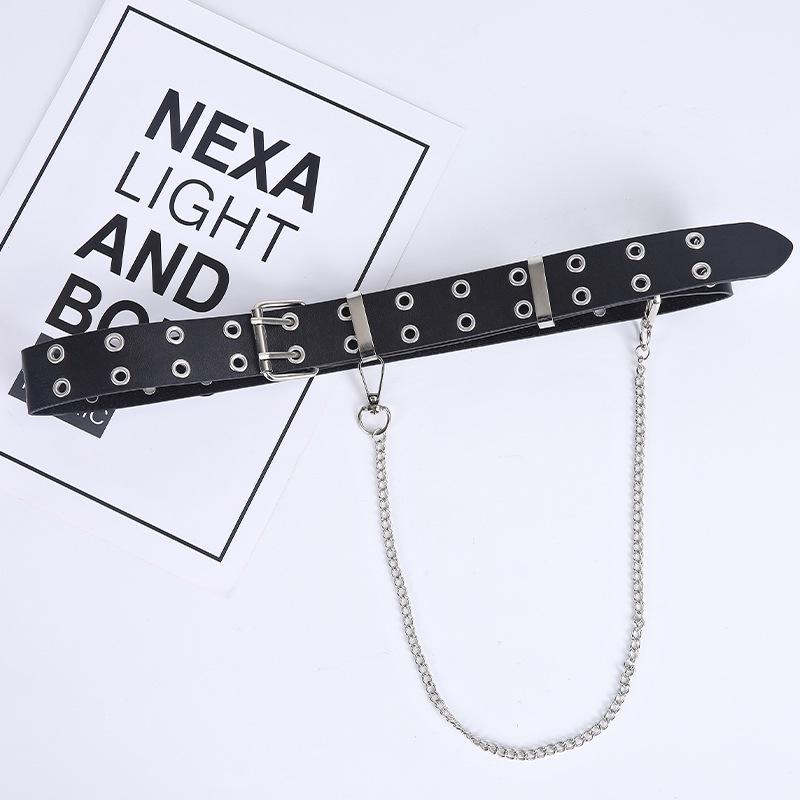 Chic Women's Double Eyelet Belt - European & American Fashion, Korean Style, Elegant All-Match Accessory