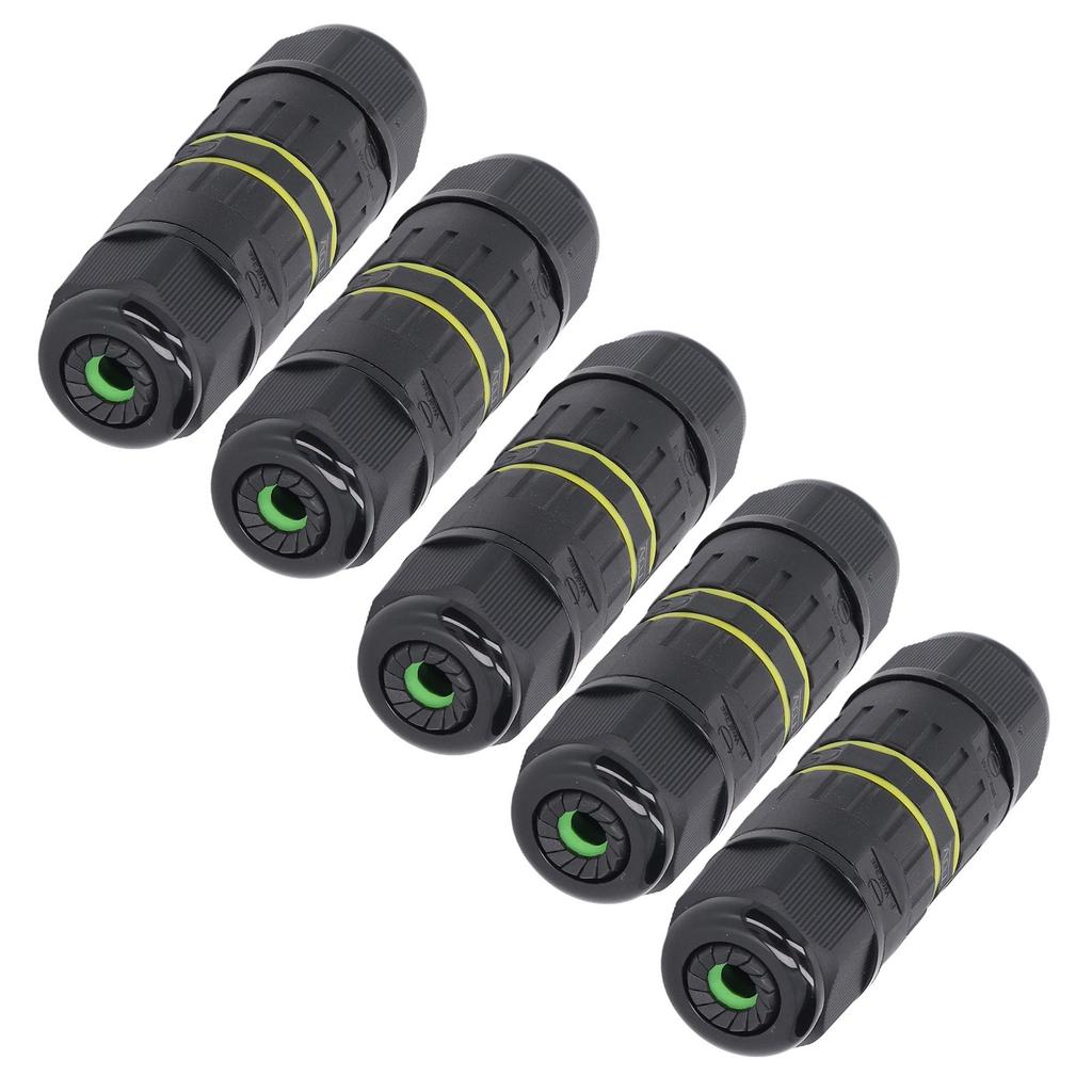 5PCS IP68 Waterproof Connector 3 Pin Straight Through Outdoor Power Connector for 9‑12mm