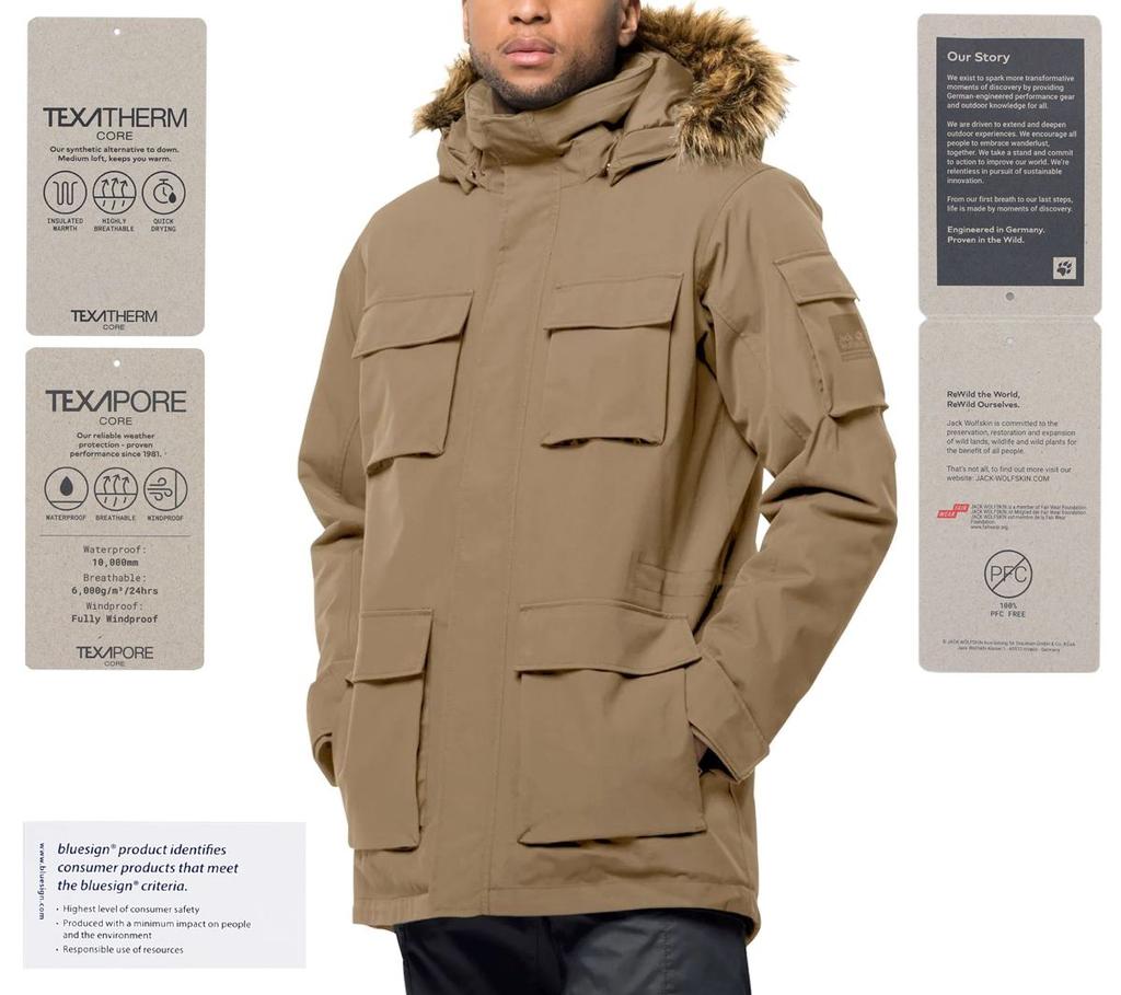 Jack Wolfskin Glacier Canyon Parka - Мужская водонепроницаемая зимняя куртка бежевого цвета 1107674-5136 ОРИГИНАЛ