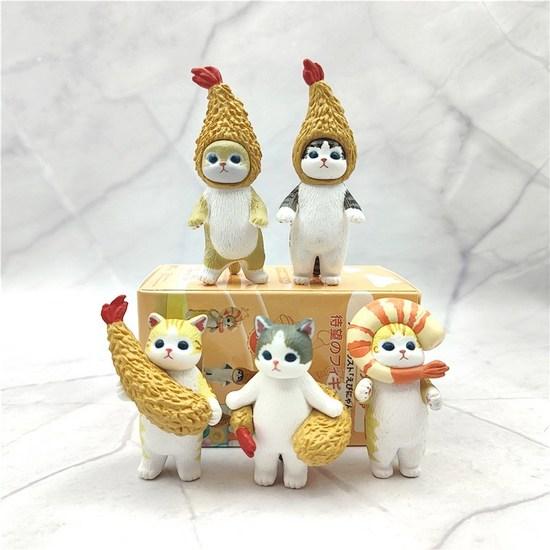 Фигурка кошки Креветка Кот 5-элементный набор Миниатюрная фигурка Интерьерный подарок, популярные игрушки в Корее