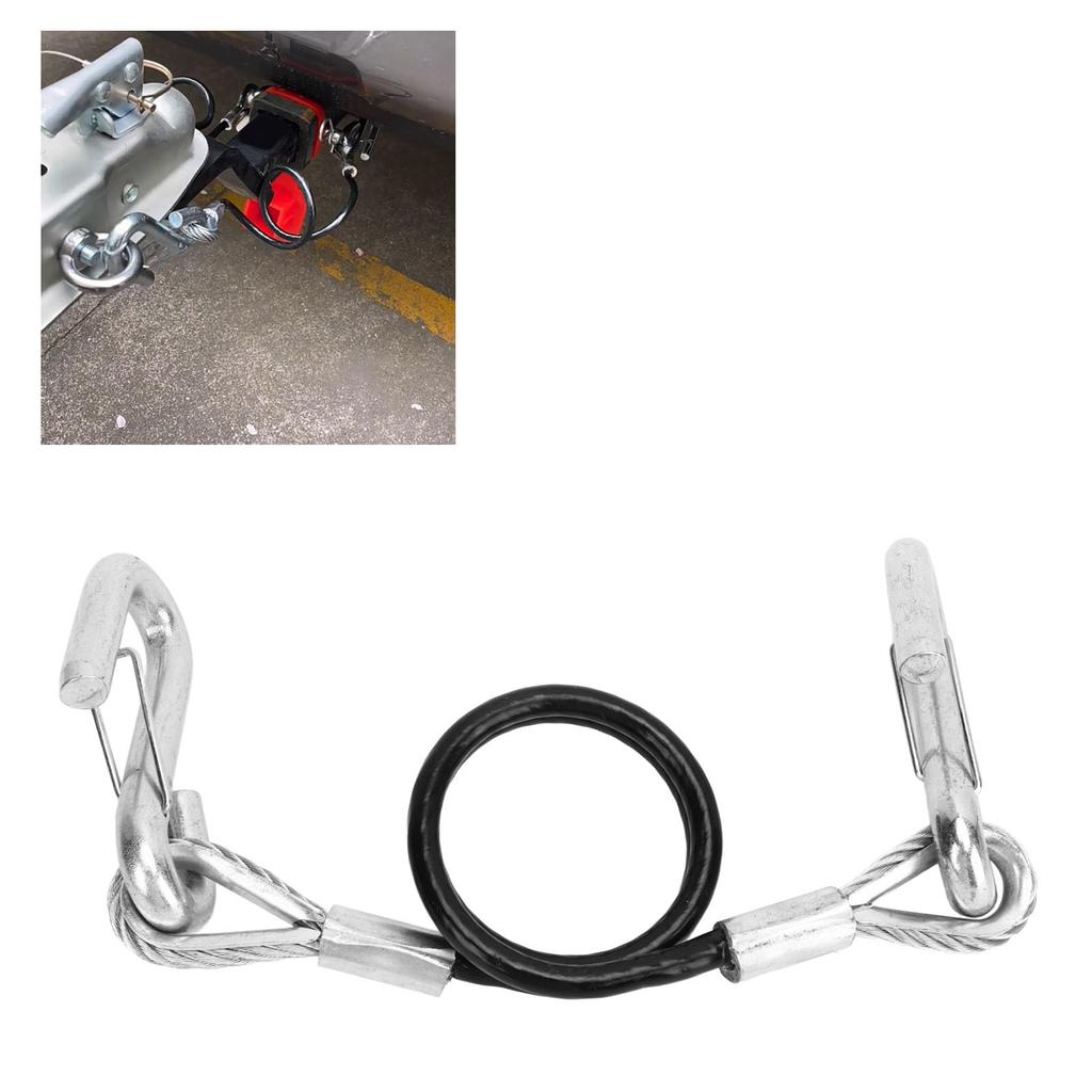 27.6"/70cm Trailer Safety Cable 3500lb Load Capacity S Hook Spring Safety Rope RV Safety Tow Cable