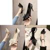 High Heel Shoes For Women With Butterfly Bow Water Dots Leathercombination For Daily Wear
