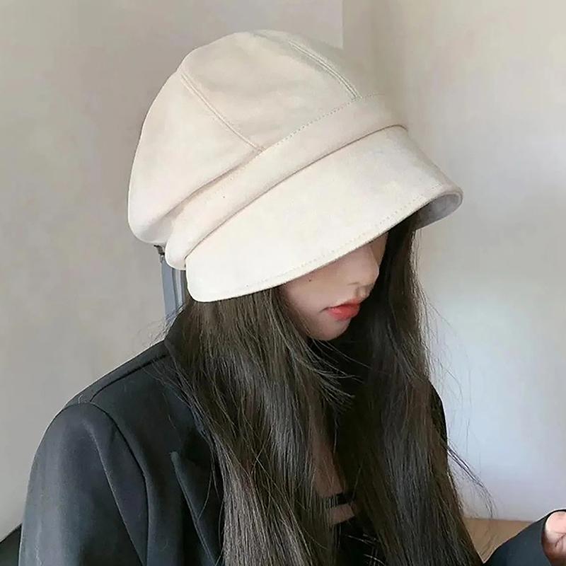Женский замшевый берет в стиле ретро, осенне-зимняя бесформенная кепка рыбака, корейская восьмиугольная кепка художника для девушек Jk