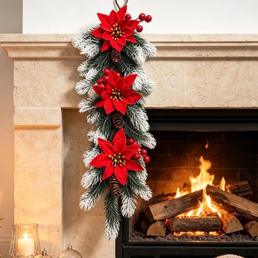 Realistic Artificial Christmas Wreath Plastic Christmas Wreath Ornaments Home Decor