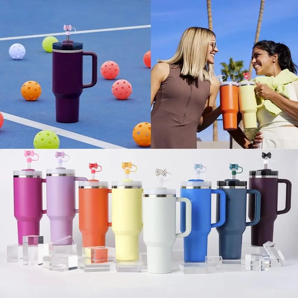 10cm Portable Spotted Bows Straw Tips Covers Good Sealing Dust-Proof Straws Topper Party Supplies Straw Tips Lids