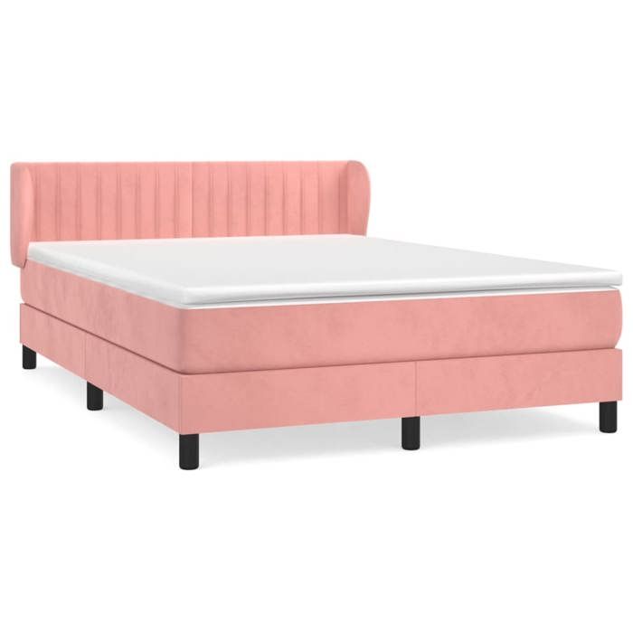 Maison Exclusive - Sommier à lattes de lit avec matelas Rose 140x190 cm Velours