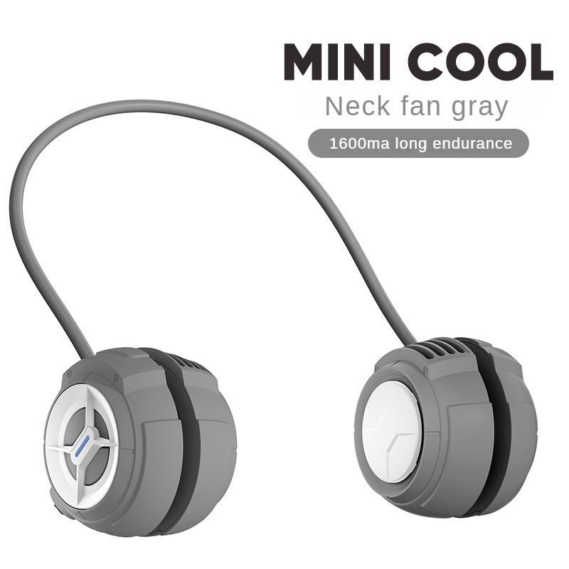 Mini Leaf Less Neck Hanging Fan Portable USB Charging Small Fan Silicone High-capacity Battery Fan 118*59*42mm