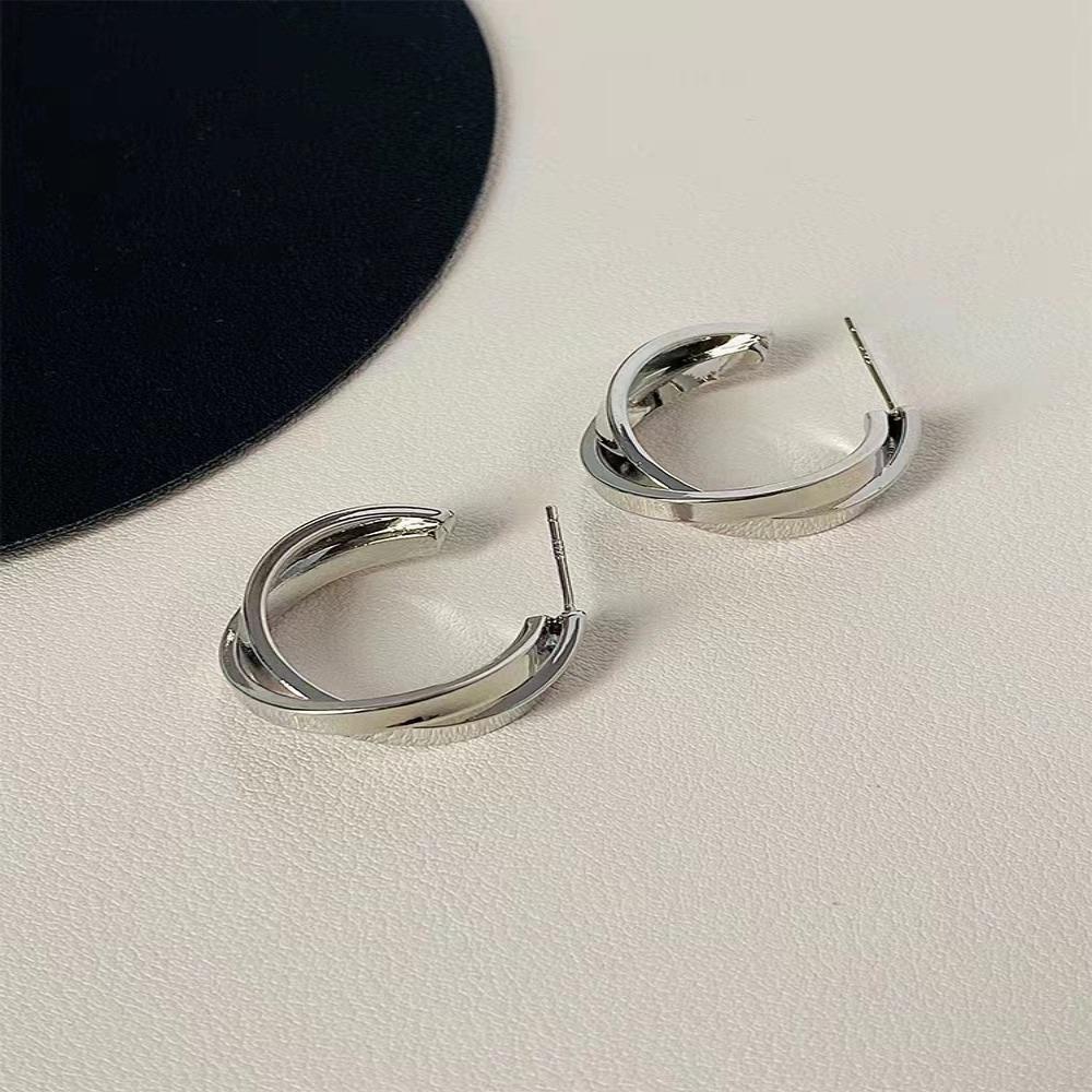 Серьги из сплава металла геометрической формы с перекрещивающимися петлями, серьги-капли C-образной формы, женские