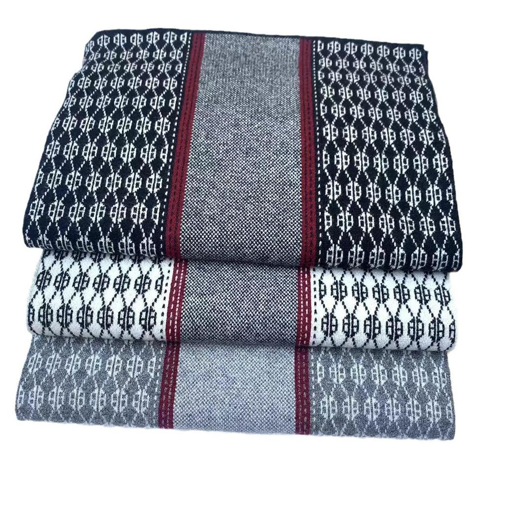 Классический мужской кашемировый жаккардовый вязаный шарф-манишка - Универсальный стиль для осени/зимы