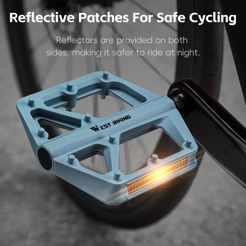 WEST BIKING Bicycle Pedals DU Bearing Multicolor Nylon Widen Bike Pedals Lightweight MTB Road Cycling Pedals Bike Accessories