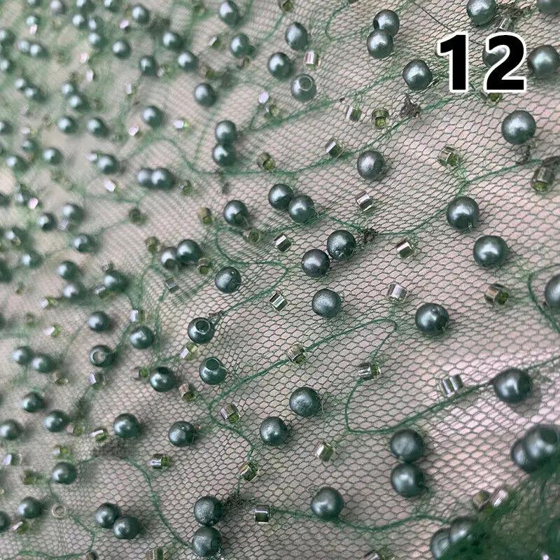 90x125 см Роскошная вышивка Жемчуг Блестки Свободные Бусины Ткань DIY Материал для Рукоделия Платье Высокое Качество Ручная Работа Жемчужные Бусины Сетка