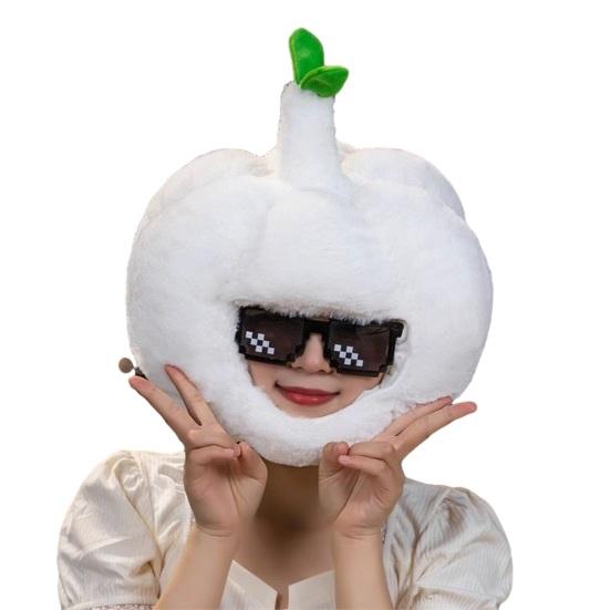 Фото-капюшон Яркий Цветной Фрукты Еда Форма Мягкий Плюшевый Головной Убор Отверстие для Лица Особенность Интернет-знаменитость Костюм Вечеринка Реквизит