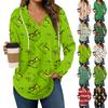 Women's Fashion Hoodies V Neck Long Sleeve Christmas Printed Drawstring Casual Loose Pullover Tops