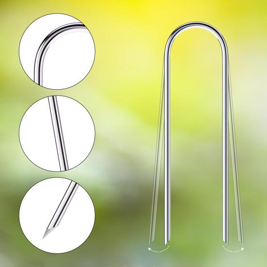 50/100Pcs U-shaped Ground Stake Anti-Rust Garden Pile Easy Installation Reusable Multipurpose Garden Landscape Piles