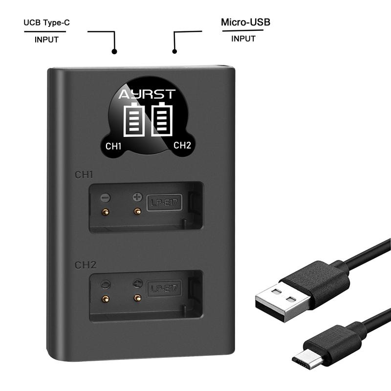 Двойное светодиодное USB-зарядное устройство для аккумуляторов LP-E17 LP E17 с портом Type C для камер Canon EOS 750D 760D T6i T6s M3 Kiss X8i 8000D