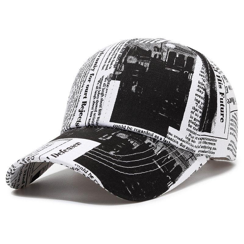 Spring and Autumn New Hat Unisex Newspaper Print Baseball Cap Street Hip Hop Cap Fishing Outdoor Floral