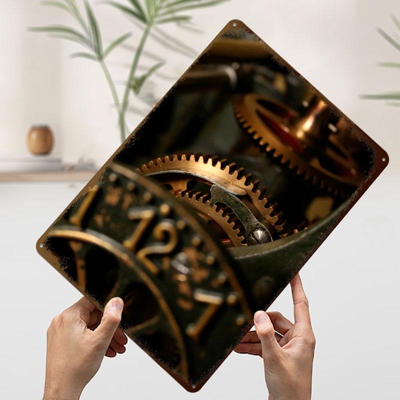 Steampunk Clock Works Poster Customized Vintage Metal Signs Wall Art Retro Tin Plaque for Aesthetic Room Decor Men Wand Deko