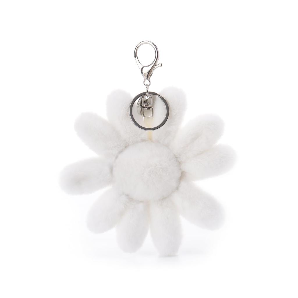 Apricot Lamb Daisy Flower Cute Soft Keychain Plush Toy, Perfect for Boys and Girls, Fits Kids Backpacks and Purses, 13cm