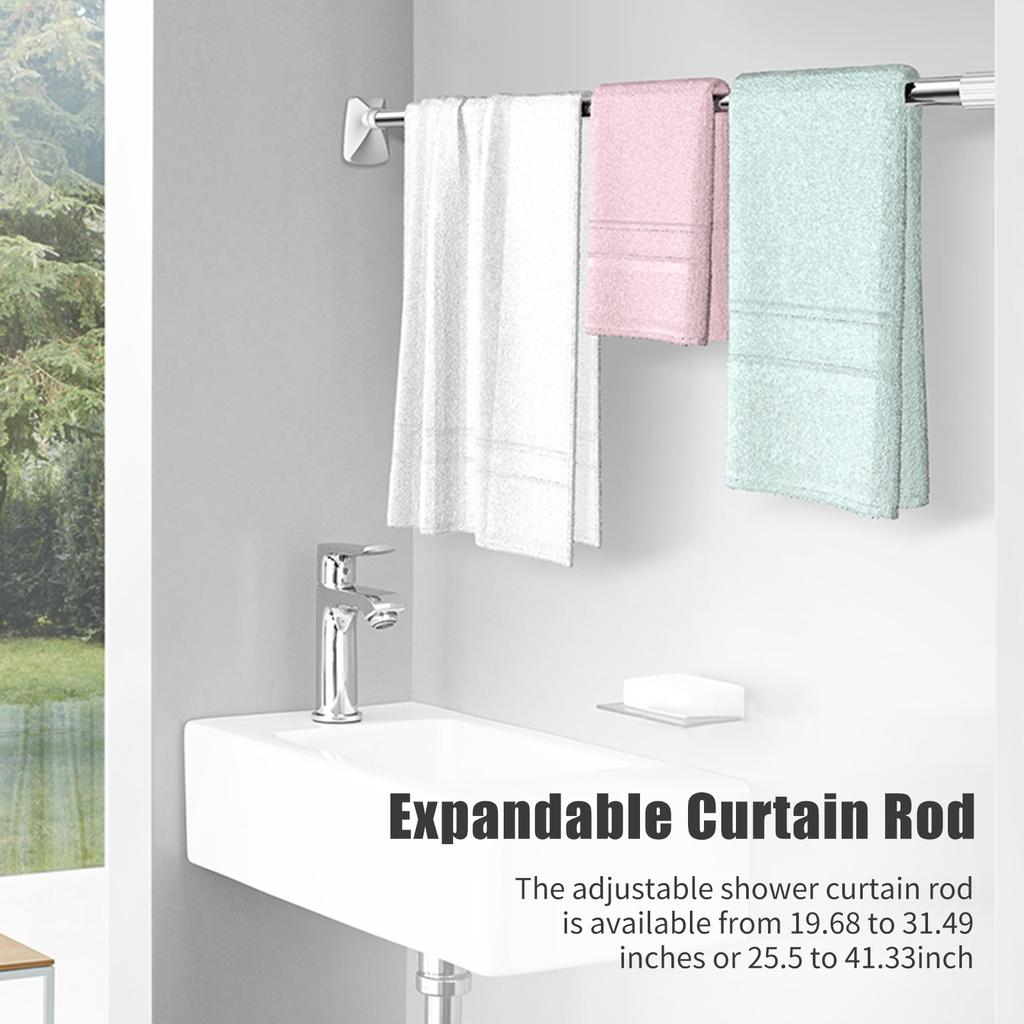 No Drilling Tension Curtain Rod 26 To 42 Inch Expandable Curtain Rod No Rust Bath Closet Hanging Pole for Windows or
