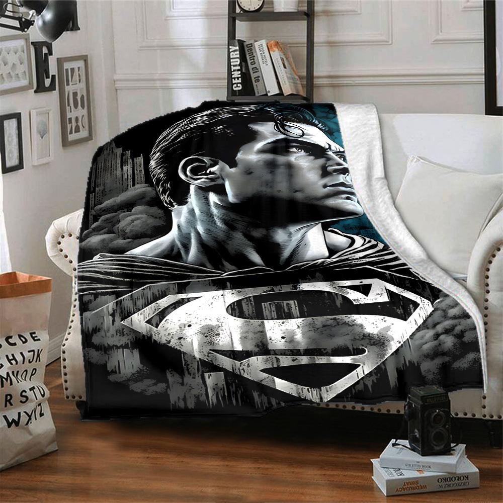 1pc Superman cityscape Flannel Blanket Soft Warm Throw for Home, Office, Travel, All-Season Cozy Bedding GiftL1135