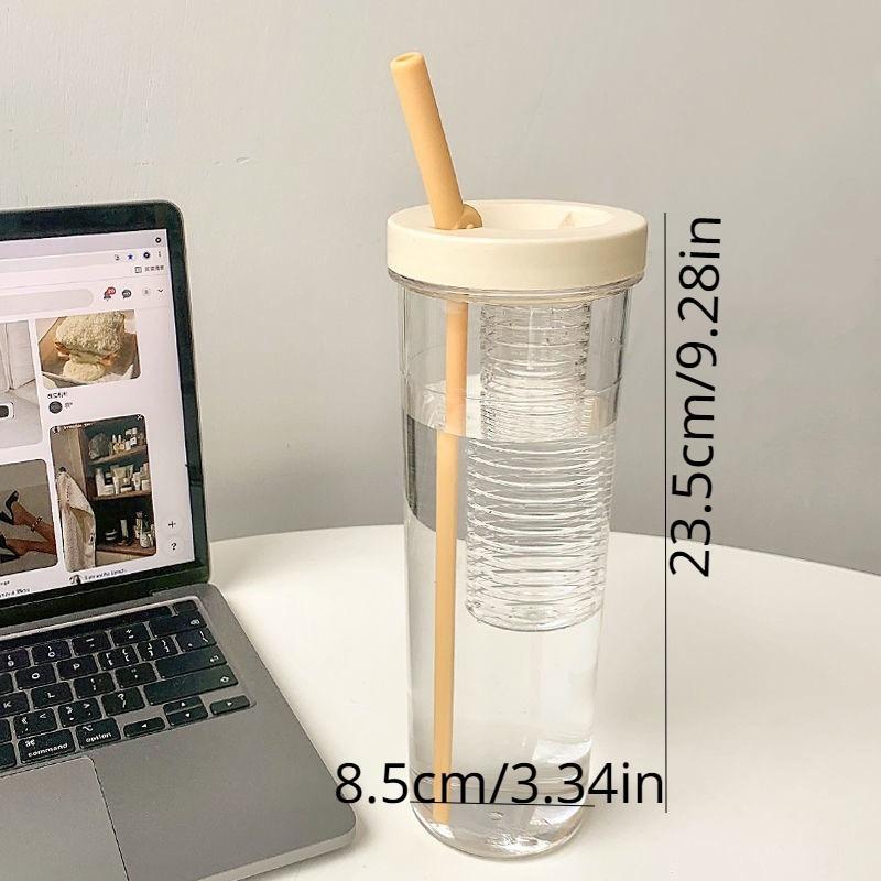 1pcs Folding Straw Cup Transparent Large Capacity Water Bottles Portable Juice Cups Lemon Filter Cute Drinking Bottle for Girl